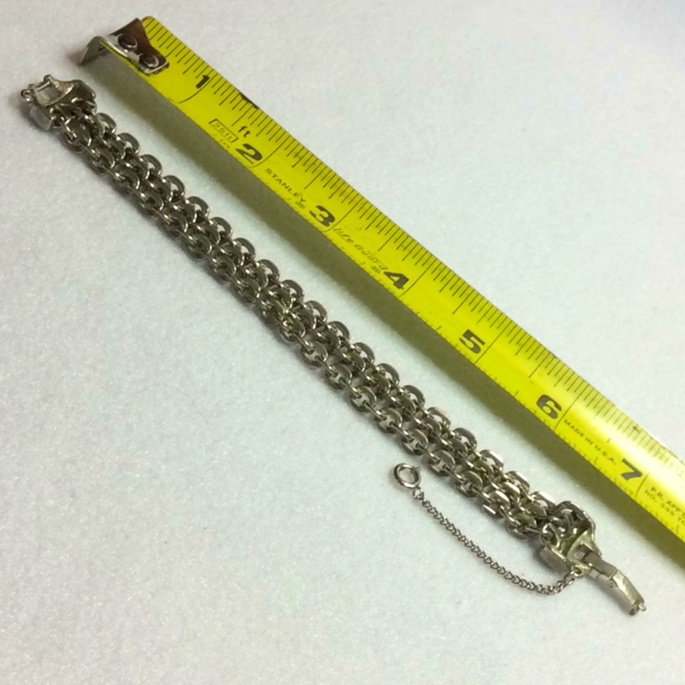 FINAL SALE PRICE Triple Strand Silver Bracelet w/Security Chain